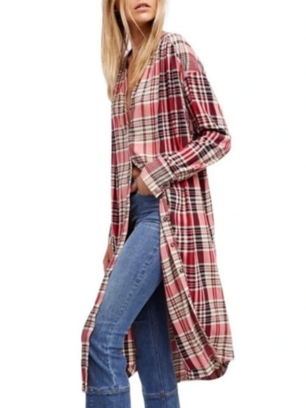 Free People Loralei Plaid Dress-Tunic Size XS - Picture 4 of 10
